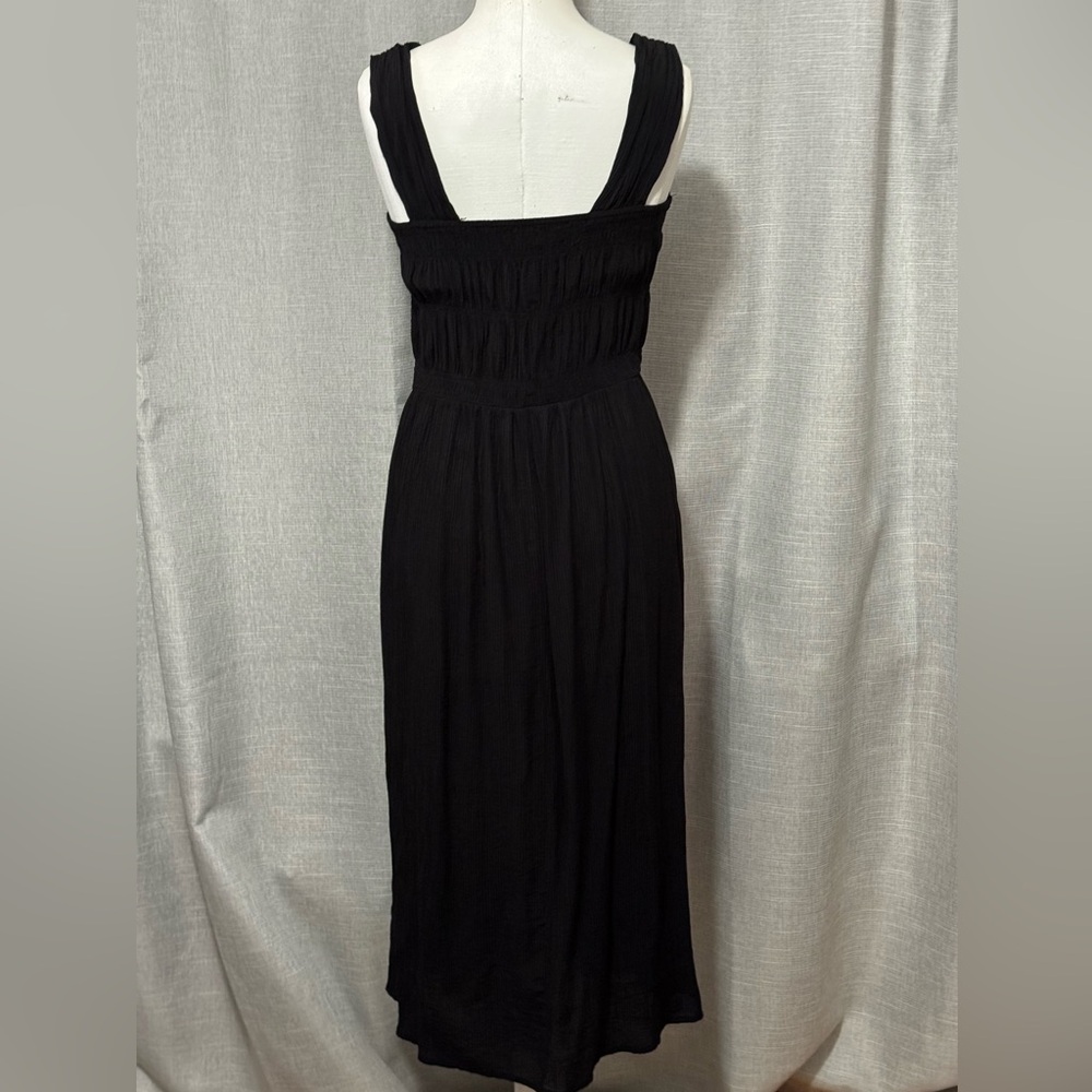 NWOT H&M Sun Dress-Sz S-Black-Wide Straps-Elastic Top-Gathered Details-Viscose - Picture 2 of 15